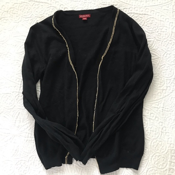 Black Gold Trim Cardigan - Picture 1 of 1